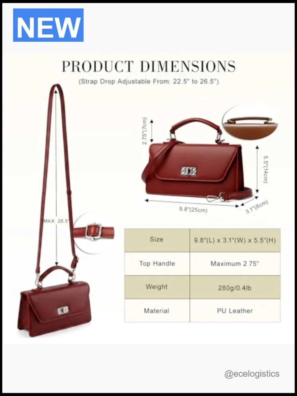 Satchel Handbag Top Handle Crossbody Purse Small Shoulder Bag with Detachable